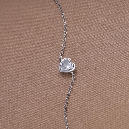 Bracelet Argent 925 GAVU pour Femme, Coeur avec Pierre Zirconia Cubique, Accessoire de Mode pour Femme, Taille Unique