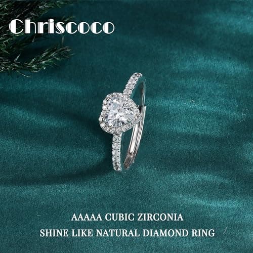 Bague Femme Or Argent 925 Reglable Coeur Zircone Cubique Boîte Bijoux