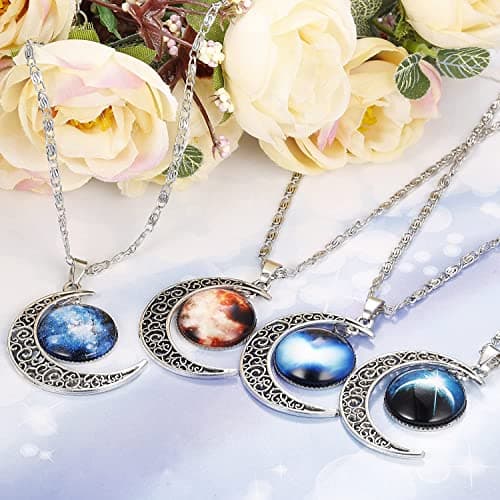 Adramata 12 Pcs Croissant de Lune Pendentif Colliers pour Femmes Meilleur Ami Bijoux Planète Ensemble d'Amitié Cadeaux F