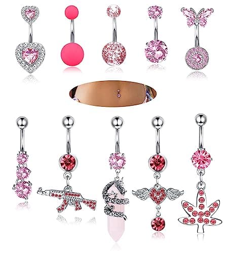 Adramata Nombril Piercing Anneaux Rose Violet Bleu Pour Femme Été Plage Grossesse — Rose