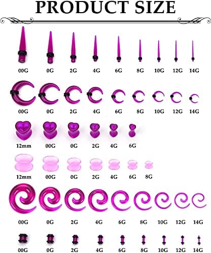 Adramata Écarts Oreilles 98 Pièces Acrylique Cône Piercing Écarts Oreille Ensembles pour Expanding Oreille Tatouage
