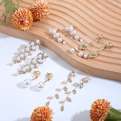 Clip d'oreille perle Adramata Femmes Boucles d'Oreilles Pendantes Argent Fantaisie Non Piercing Recycled Standard 100