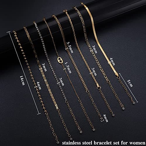 Bracelet Milacolato Chaîne Acier Inoxydable Argent Plaqué Or 18K Pour Femme Reglable Sportif et Élégant bijou Éco-conçu