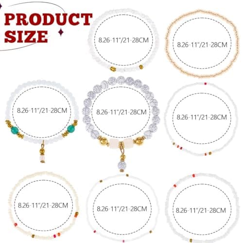 Jovono Boho Bracelets empilables en perles pour femmes - Chaîne de main élastique vintage - Perles de rocaille colorées