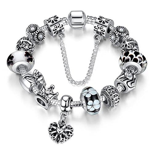 ATE A TE® Bijou de bracelet « Fleur » en verre avec chaîne de sécurité, 18 cm/20 cm - Accessoire de mode pour femme - Él