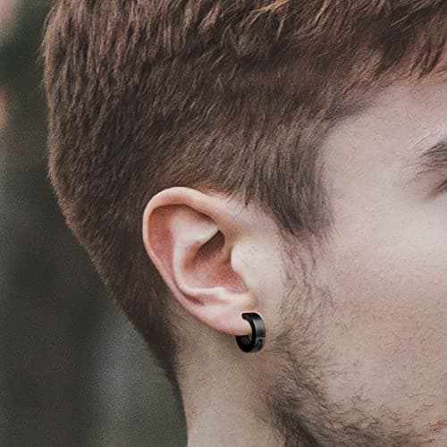 Adramata 10 Paires Boucles d'Oreilles Homme Créoles | Acier Inoxydable Coloré Or Noir Argent Piercing Helix Conque | Rec