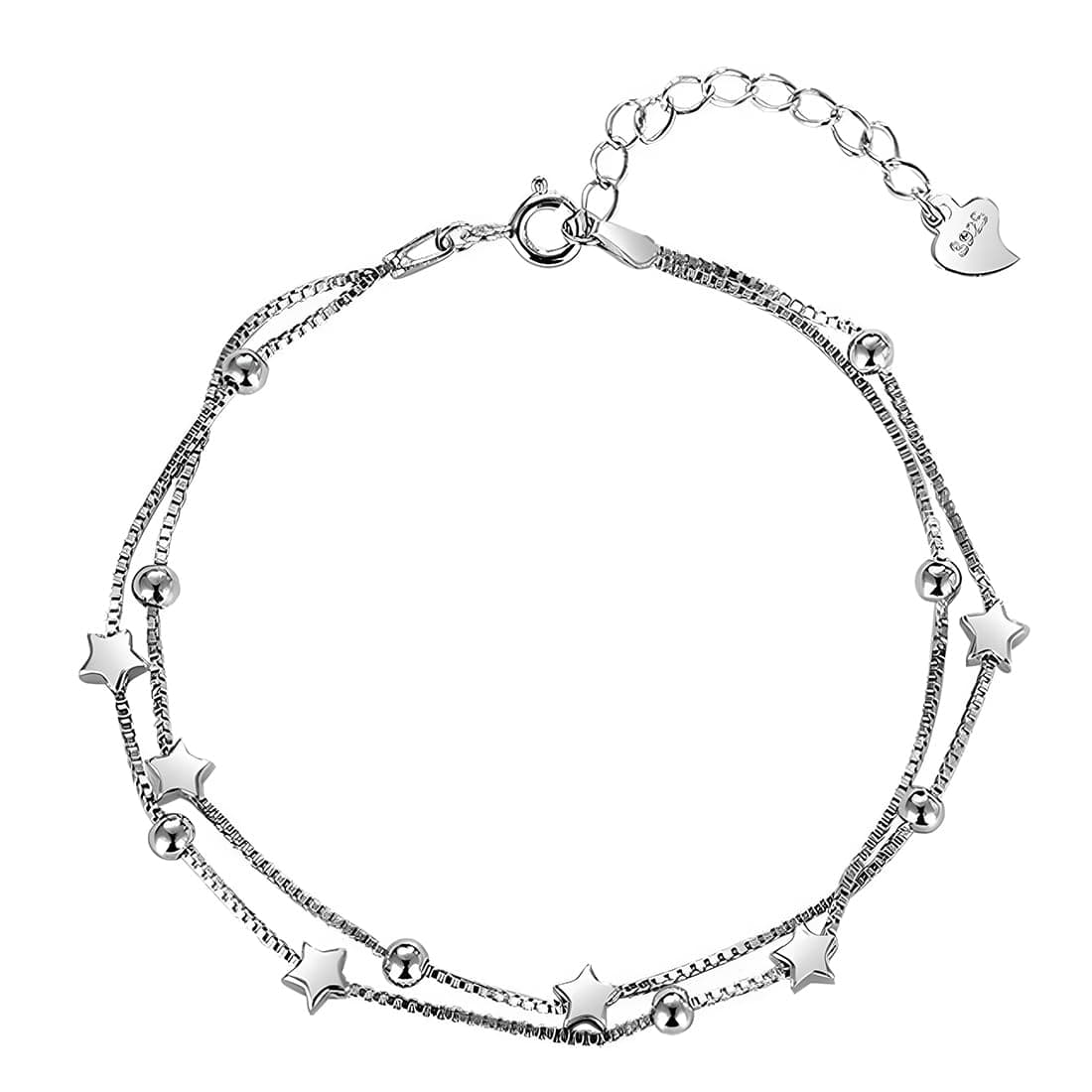 LuLiyLdJ Étoile Bracelets Argent Massif Meilleure D'amitié pour Femmes Cadeau d'Anniversaire_Reglable_1Piec