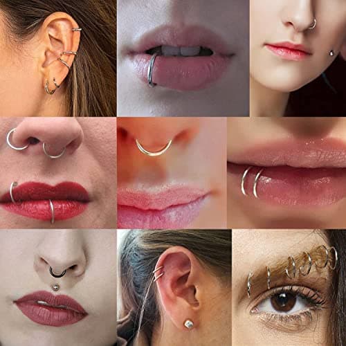 Adramata Nez Anneaux Piercing Cartilage pour Femmes Hommes Élégants Accessoires de ModeSeptum Tragus Piercing Boucles d'