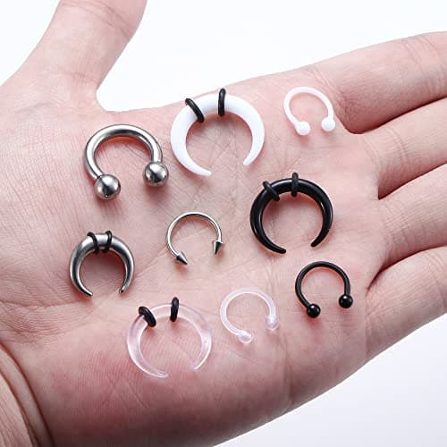 Adramata 30 Pièces Fer à Cheval Septum PiercingAnneaux Set Standard 100