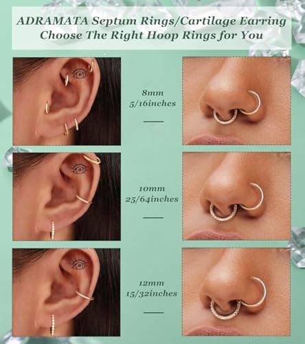 Adramata - Anneaux de Nez en Acier Chirurgical pour Femme et Homme - Anneaux d'Or Argent Recycled Standard 100 Pièces