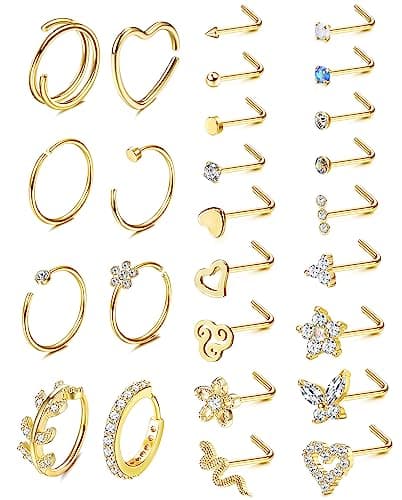 Adramata Bijoux pour Femme et Homme Piercings au Nez et Septum en Argent Chirurgical et Or Recyclé Trendy Heart Serpent