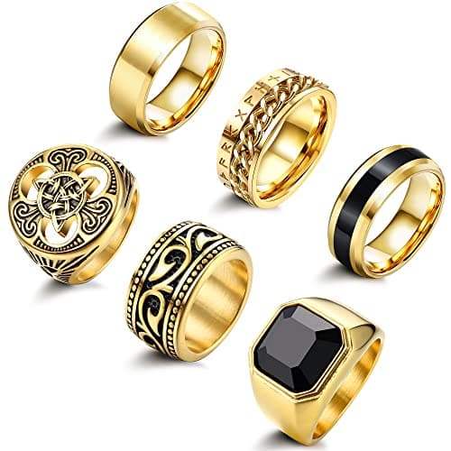 Adramata Bague Homme Acier Inoxydable Noeud Celtique Motard Gothique Bagus Viking Recyclée Standard 100 Pcs — Or