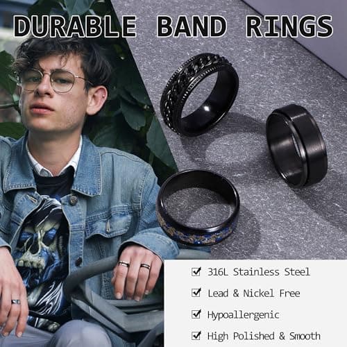 Adramata Bague Homme Acier Inoxydable Anti Stress Dragon Fidget Bijoux
