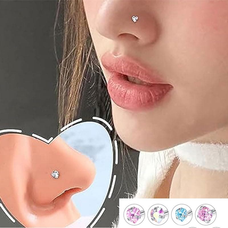 VFUN Piercing Nez Anneaux Acier Chirurgical Femme Noir Diamond CZ Nostril Piercing Argent