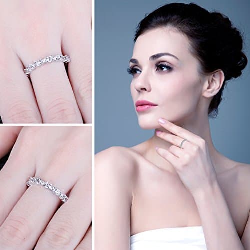 JewelryPalace Éternité Rond Zircone Cubique Bague Pour Femme Épouse Bague de Fiançailles Bijoux Anniversaire, Argent 925