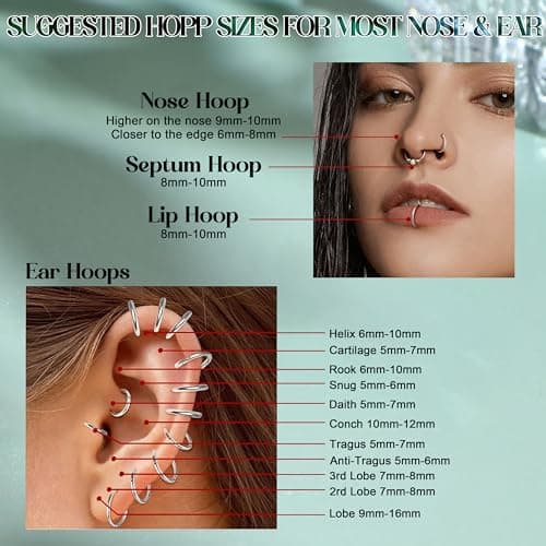 JeweBella Anneaux de Piercing Segment Clicker 16G/18G Argent Acier Chirurgical pour Nez et Piercing Septum Lèvre Helix T