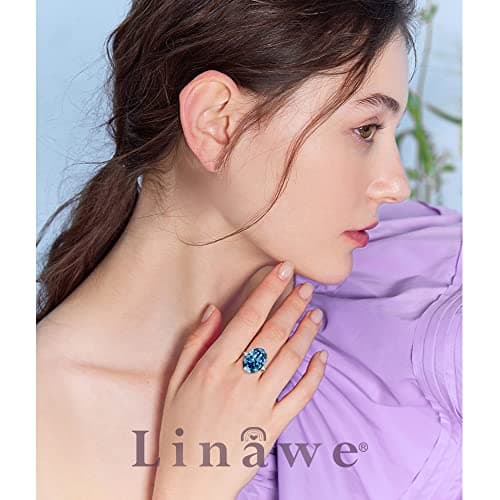 Linawe Bague Ajustable en Diamant Synthétique Moissanite pour Femme, Grande Bague en Cuivre en Trois Nuances d'Or, Or Ro