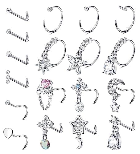 Milacolato Piercingnez Acier Chirurgical Pavé CZ Femmes Hommes Bijoux Set — ARGENT