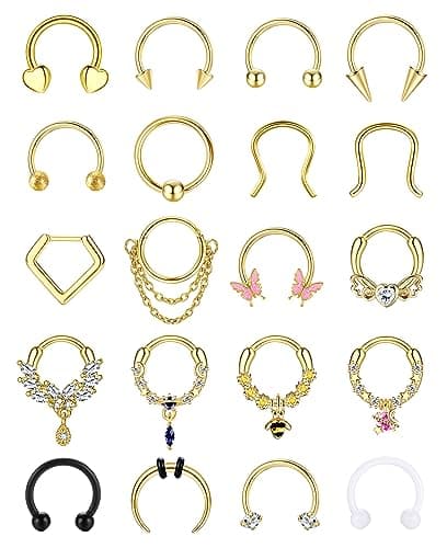 AdramataSeptumAcierChirurgicalHommesAccessoiresOreillesStandard100PcsCZConchCartilageTragusHélixeAnneauxFeràChevalbijoux