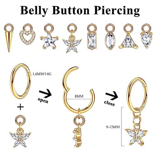 Adramata Piercing Nombril Acier Chirurgical pour Femme Grossesse Anneaux Recycled Claim 14G 100% Écologique