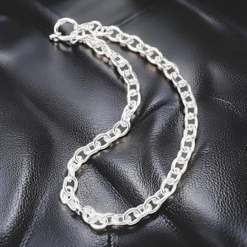 Collier COOLSTEELANDBEYOND Femme Acier Inoxydable Lourd Ovale Chaîne Design, Chaîne Maillons Déclaration Déclaration Col