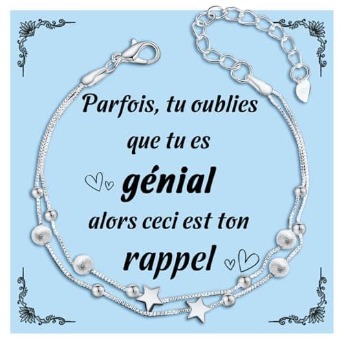 Bracelet Argent 925 VGWON Femme Étoiles Perles Cadeau Adolescentes Personalisé Longueur Réglable