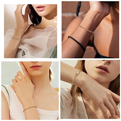 Bracelet Milacolato Chaîne Acier Inoxydable Argent Plaqué Or 18K Pour Femme Reglable Sportif et Élégant bijou Éco-conçu