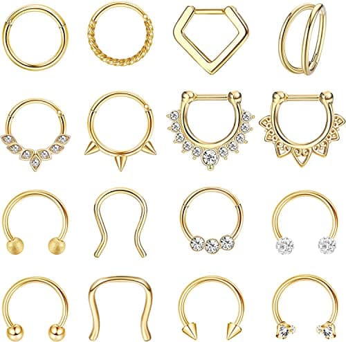 Adramata Septum Piercings 16G 8MM Bijoux, Hommes et Femmespour Accessoires Piercings, Écrous et Boucles d'OreillesRARÉFI — Or
