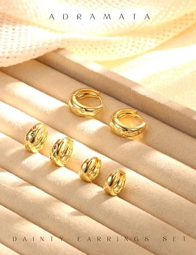 Adramata Boucles d'Oreilles Creole Plaqué Or 14K Femme - Hypoallergénique et Éco-responsable | Argent Fantaisie Gros Pér