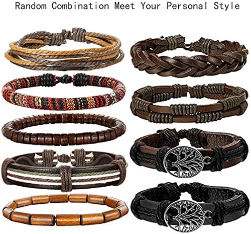 Adramata Bracelets en Cuir Tressé pour Hommes et Femmespunk Gotha Cool Recyclés 24 Pièces Standard 100