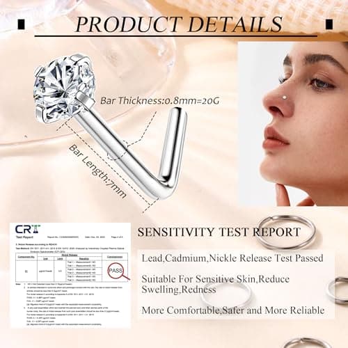 Chriscoco Piercing Nez Bijoux 36Pcs 18G 20G Acier Chirurgical Opale CZ Anneau Nez pour Femmes Hommes Disponibles