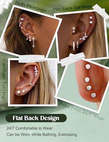 Adramata Boucles d'Oreilles Femme Or Argent Hypoallergéniques Acier Inoxydable Créoles Petites Conch Cartilage Tragus He