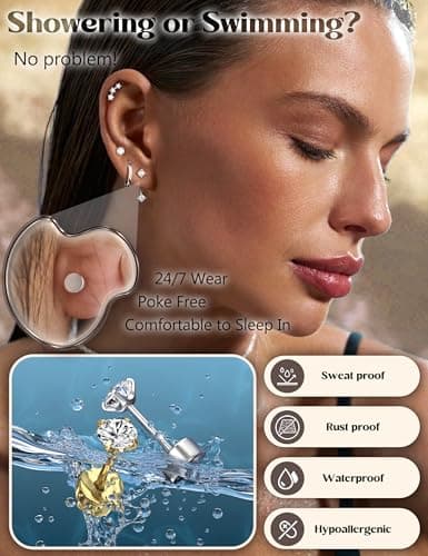 Adramata Piercings Or Acier Inoxydable Boucles d'Oreilles Femmes Scène Piercing Hypoallergénique