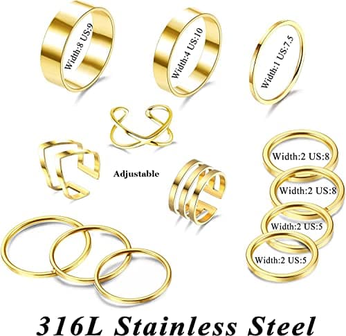 Bague en Acier Inoxydable Empilable Adramata pour Femmes Recycled Set
