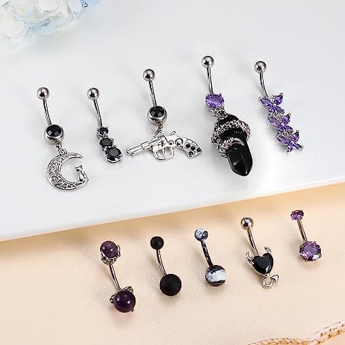 Adramata Nombril Piercing Anneaux Rose Violet Bleu Pour Femme Été Plage Grossesse