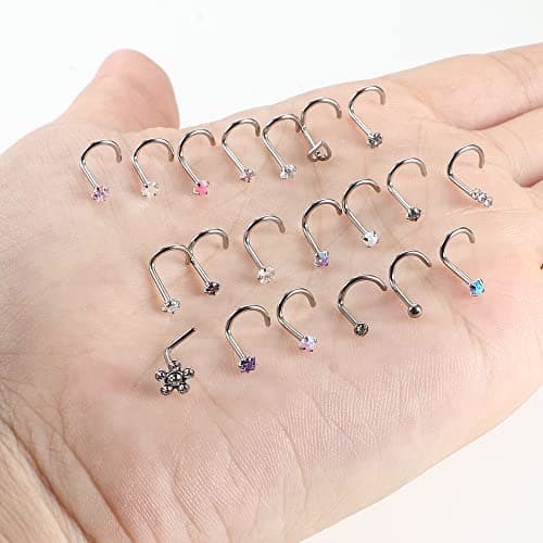 Ensemble de Clous de Nez Adramata 20 Pcs Multicolore Diamant Opale CZ Recycled Claim