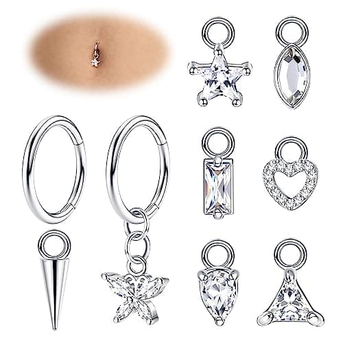 Adramata Piercing Nombril Acier Chirurgical pour Femme Grossesse Anneaux Recycled Claim 14G 100% Écologique — Argent-8MM