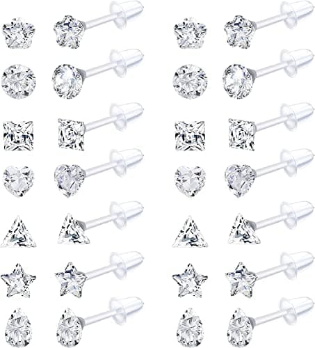 Boucles d'Oreilles Adramata Strass Acrylique Clair Piercing Retenue 14 Paires — STYLE A
