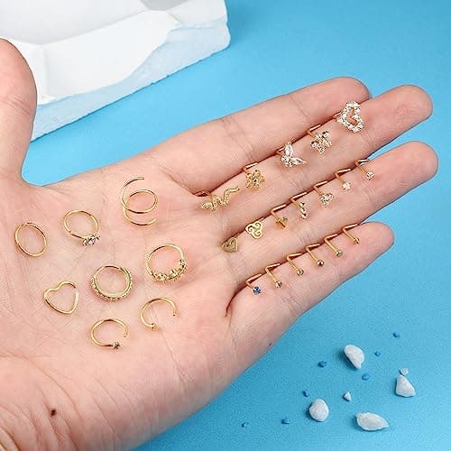 Adramata Bijoux pour Femme et Homme Piercings au Nez et Septum en Argent Chirurgical et Or Recyclé Trendy Heart Serpent