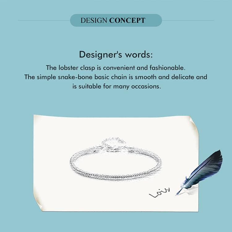 Bracelet en argent sterling 925 Teleye femme fermoir homard tendance