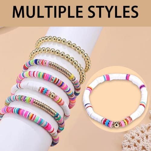 Bracelets Extensibles Boho KIRVOS pour Femme Adolescente Étébijoux de Plage 7 Pièces Arc-en-Ciel Surfeuses