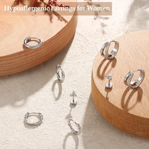 Adramata 4 Pairs Boucles d'Oreilles FemmePlaqué Or 14K/Argent - Piercings Tragus, Helix & Creole - Élégantes & Durables