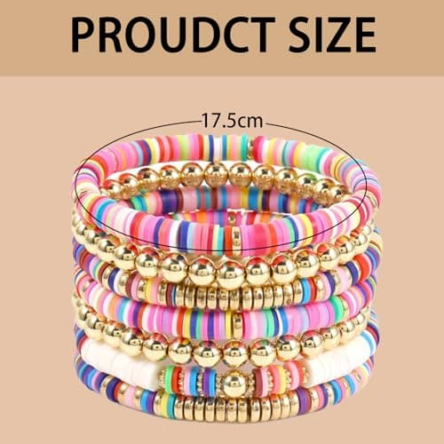 Bracelets Extensibles Boho KIRVOS pour Femme Adolescente Étébijoux de Plage 7 Pièces Arc-en-Ciel Surfeuses
