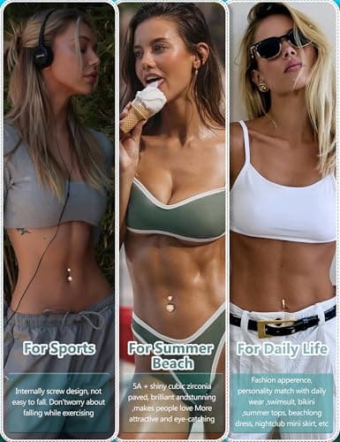 ANNÉE 2023 Adramata 14G Acier Chirurgical Piercings Nombril Hypoallergénique Strass Or Rose