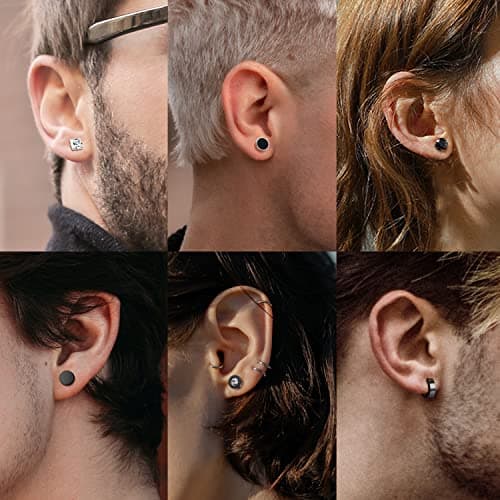 Adramata 12 Paires Boucle d'Oreille Acier Inoxydable Homme Cool Piercing Croix Recycled Claim Standard 100 mm Boucles d'