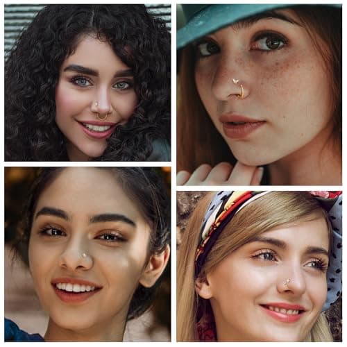 Milacolato Piercings Nez en Acier Chirurgical Clicker pour Femme en L et Spirale Or Argent 20G/18G Anneaux de Piercing a