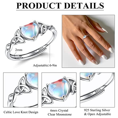 Milacolato Bague Triangle Celtique Pour Femme Adjustables Argent 925 Ovale Rond Coeur Zirconium Bague Bijoux Recyclée Ca