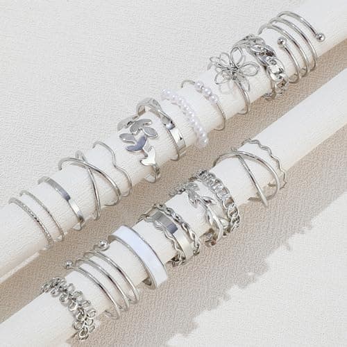 Hifot Knuckle Bagues Argent Femme Ado Bohème Vintage Reglables Cadeau