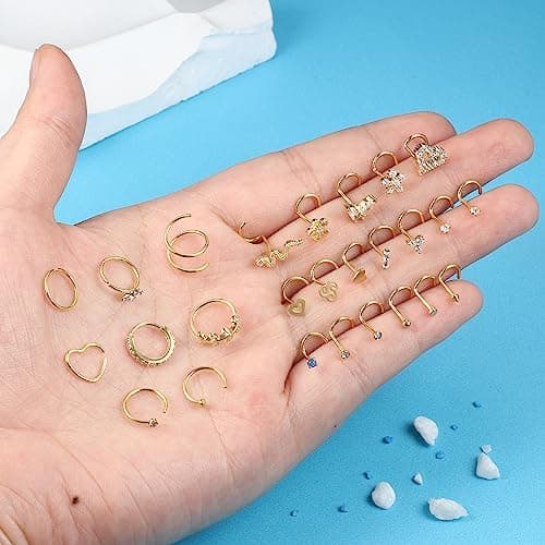 Adramata - Piercings pour Nez en Acier Chirurgical Brillant et en Or Argenté pour Femme et Homme | Recycled Claim | 26Pi
