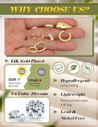Adramata Or 14K Plaquées Boucles d'Oreilles Femme Créoles & Pendantes Helix Piercing|Rêve de Loup